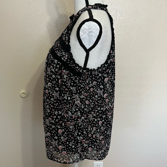 Maeve Anthropologie Black Floral Chiffon Sleeveless Blouse Womens Size Medium - Picture 4 of 10